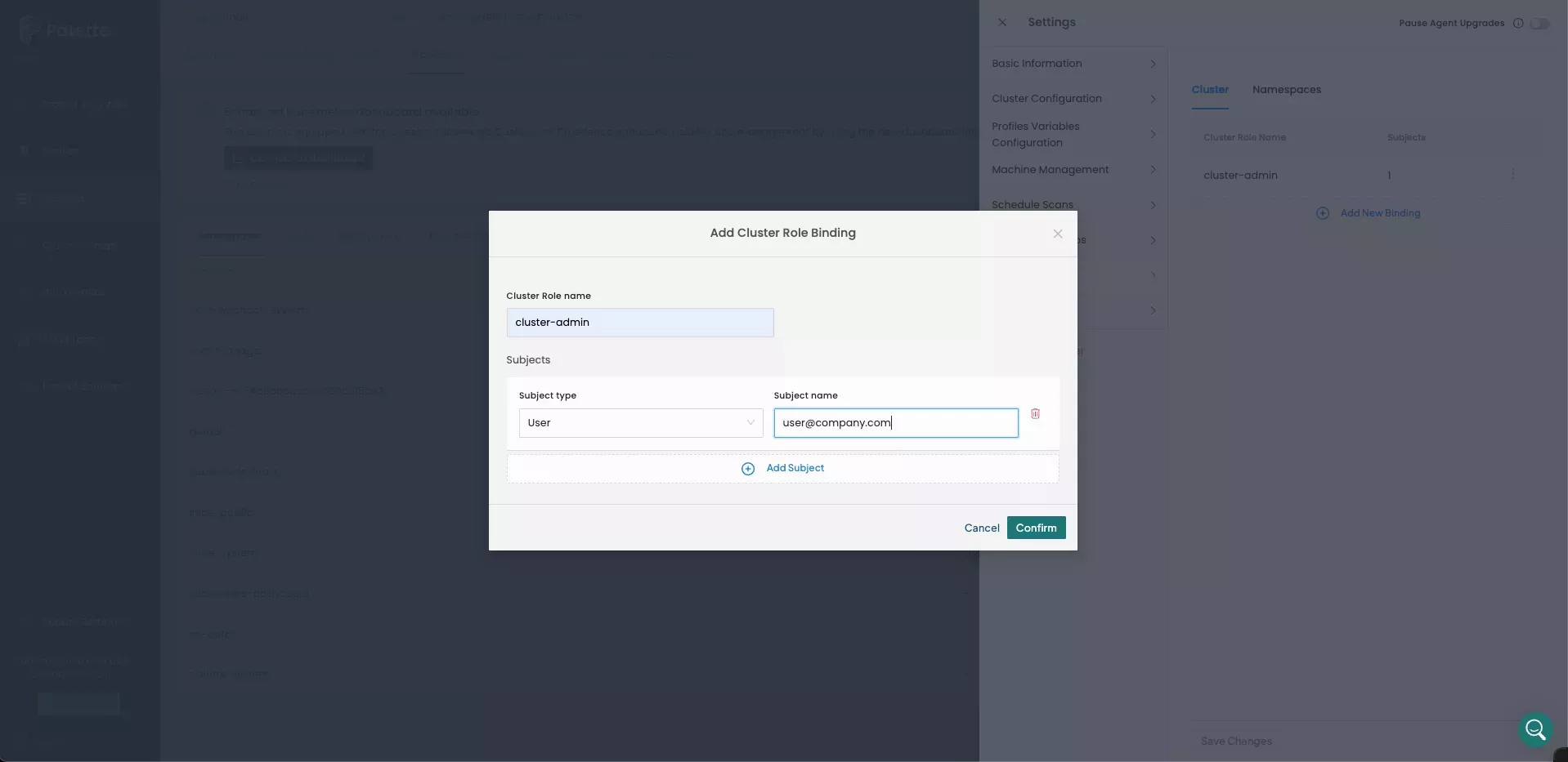 Image showing how to create a Cluster Role Binding