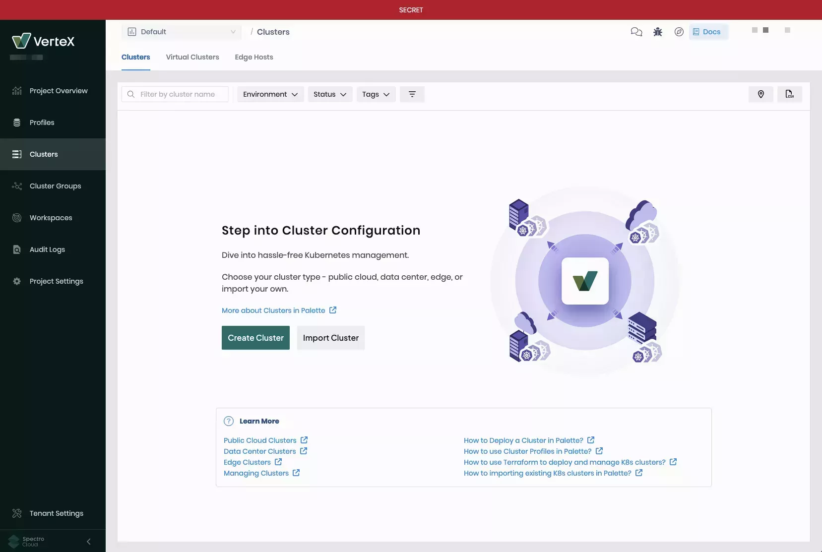 An example of a classification banner for a Secret environment